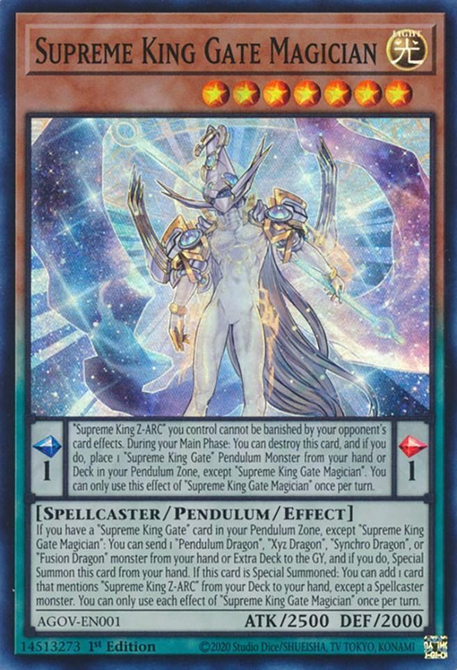 1st Edition, Age of Overlord, Light, Pendulum/Effect Monster, Spellcaster, Super Rare Supreme King Gate Magician [AGOV-EN001] Super Rare - Trading Card World