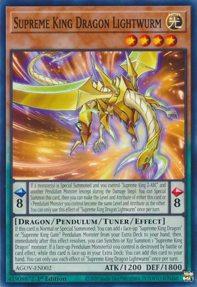 1st Edition, Age of Overlord, Common, Dragon, Light, Pendulum/Effect Monster Supreme King Dragon Lightwurm [AGOV-EN002] Common - Trading Card World
