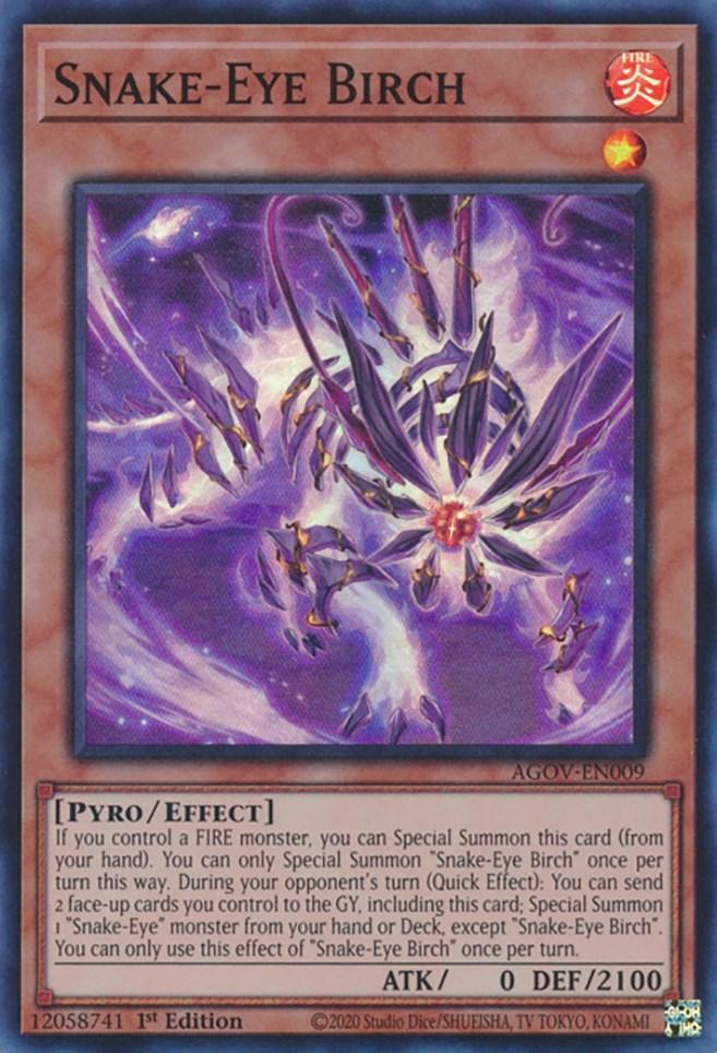 1st Edition, Age of Overlord, Effect Monster, Fire, Pyro, Super Rare Snake-Eye Birch [AGOV-EN009] Super Rare - Trading Card World