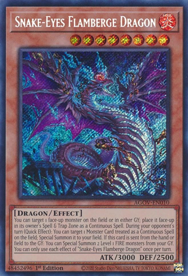 1st Edition, Age of Overlord, Dragon, Effect Monster, Fire, Secret Rare Snake-Eyes Flamberge Dragon [AGOV-EN010] Secret Rare - Trading Card World
