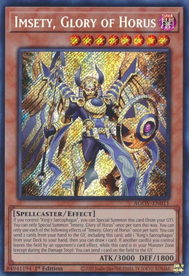 1st Edition, Age of Overlord, Dark, Effect Monster, Secret Rare, Spellcaster Imsety, Glory of Horus [AGOV-EN011] Secret Rare - Trading Card World