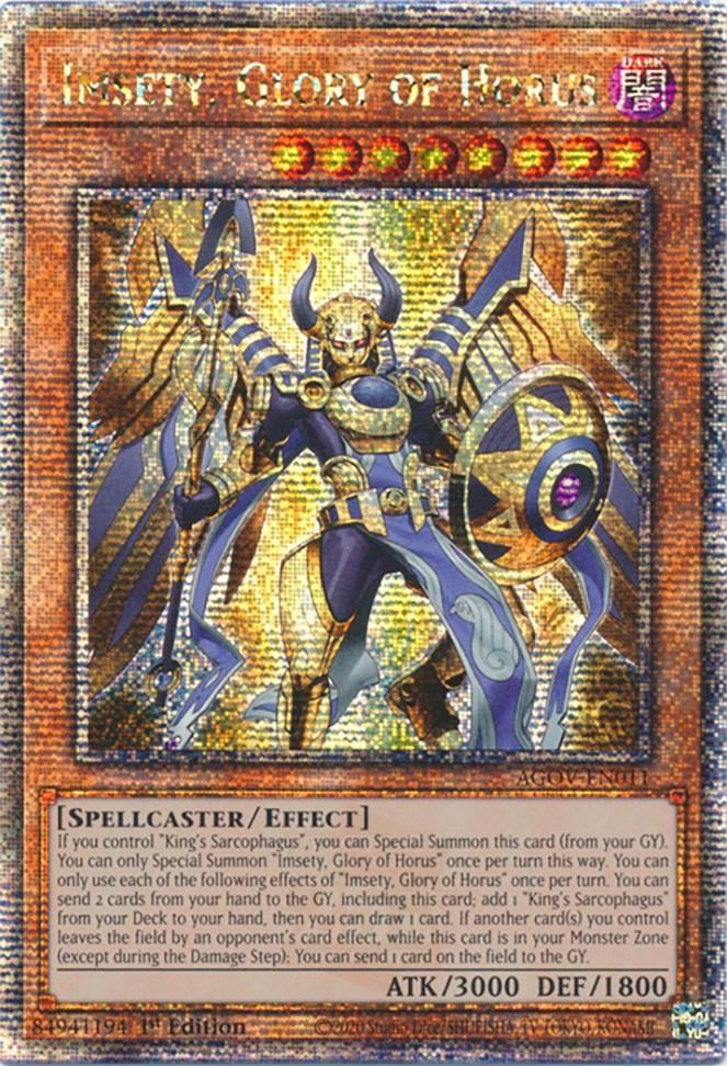 1st Edition, Age of Overlord, Dark, Effect Monster, Quarter Century Secret Rare, Spellcaster Imsety, Glory of Horus (Quarter Century Secret Rare) [AGOV-EN011] Quarter Century Secret Rare - Trading Card World