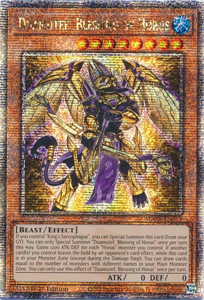 1st Edition, Age of Overlord, Beast, Effect Monster, Quarter Century Secret Rare, Water Duamutef, Blessing of Horus (Quarter Century Secret Rare) [AGOV-EN012] Quarter Century Secret Rare - Trading Card World