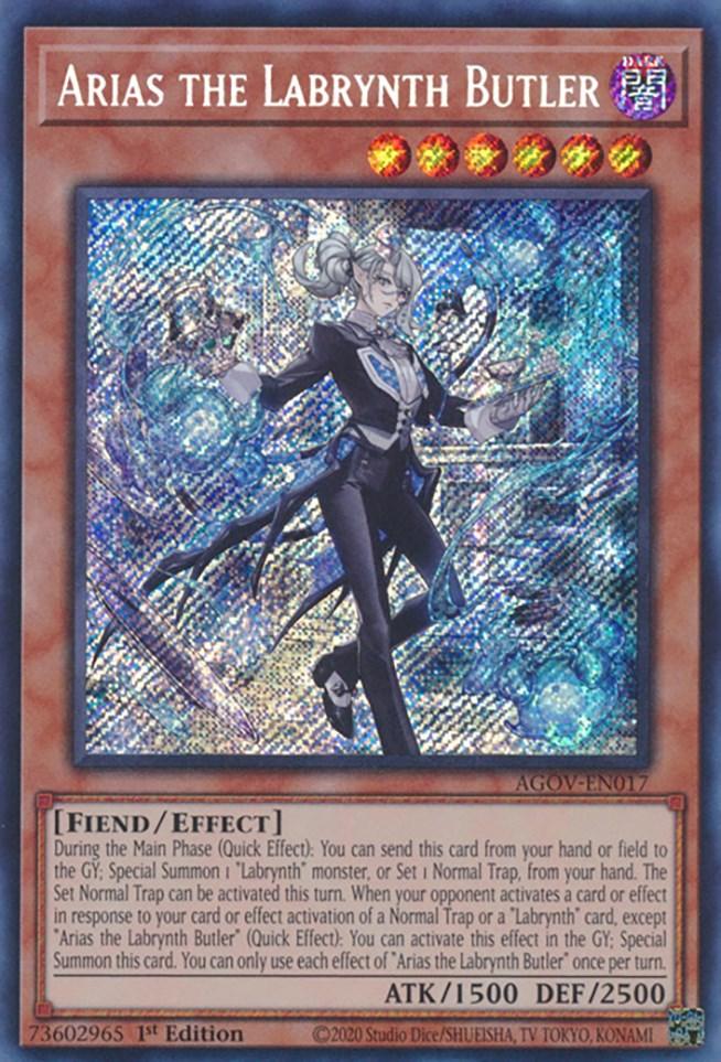 1st Edition, Age of Overlord, Dark, Effect Monster, Fiend, Secret Rare Arias the Labrynth Butler [AGOV-EN017] Secret Rare - Trading Card World