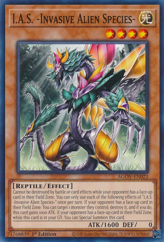 1st Edition, Age of Overlord, Common, Effect Monster, Light, Reptile I.A.S. -Invasive Alien Species- [AGOV-EN023] Common - Trading Card World