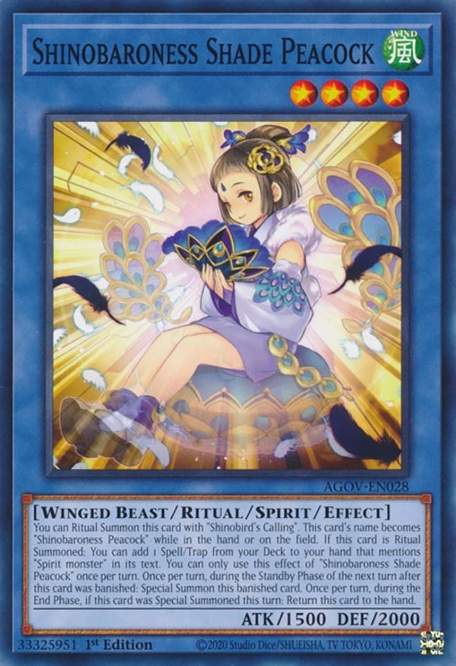 1st Edition, Age of Overlord, Common, Ritual/Spirit/Effect Monster, Wind, Winged Beast Shinobaroness Shade Peacock [AGOV-EN028] Common - Trading Card World