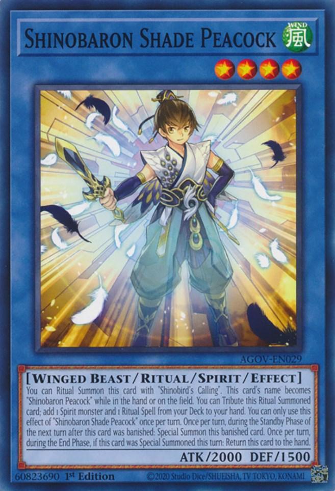 1st Edition, Age of Overlord, Common, Ritual/Spirit/Effect Monster, Wind, Winged Beast Shinobaron Shade Peacock [AGOV-EN029] Common - Trading Card World