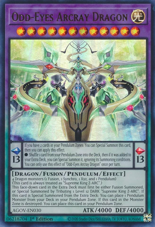 1st Edition, Age of Overlord, Dragon, Fusion/Pendulum/Effect Monster, Light, Ultra Rare Odd-Eyes Arcray Dragon [AGOV-EN030] Ultra Rare - Trading Card World