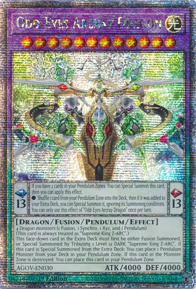 1st Edition, Age of Overlord, Dragon, Fusion/Pendulum/Effect Monster, Light, Quarter Century Secret Rare Odd-Eyes Arcray Dragon (Quarter Century Secret Rare) [AGOV-EN030] Quarter Century Secret Rare - Trading Card World