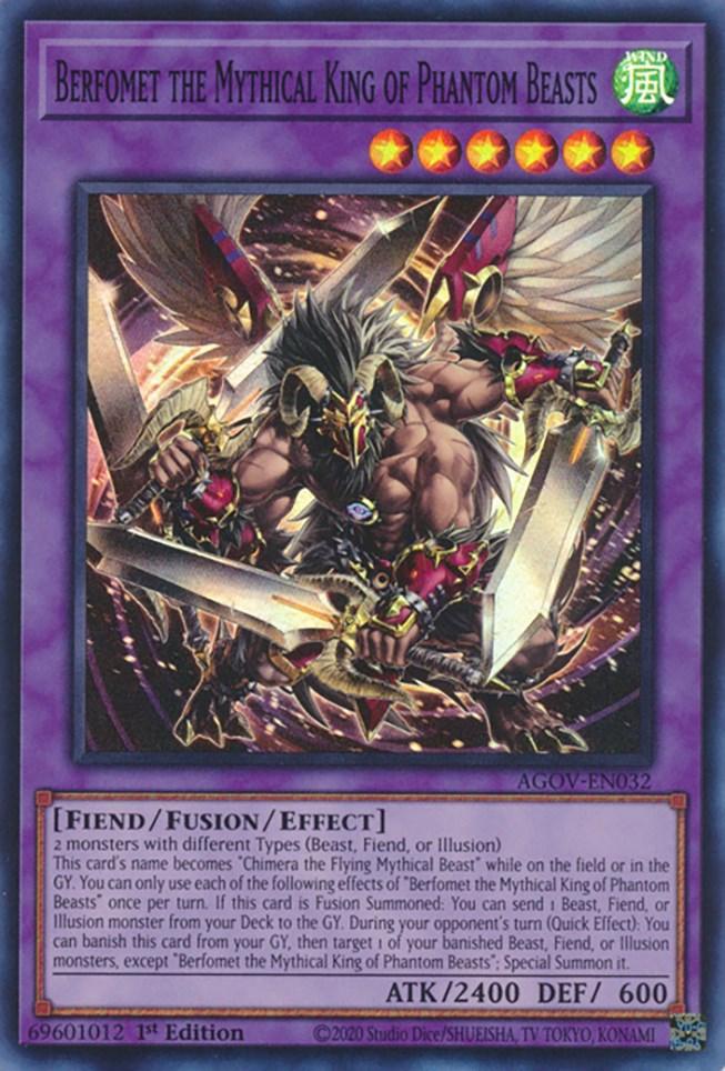 1st Edition, Age of Overlord, Fiend, Fusion/Effect Monster, Super Rare, Wind Berfomet the Mythical King of Phantom Beasts [AGOV-EN032] Super Rare - Trading Card World