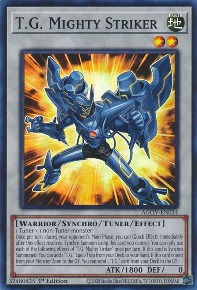 1st Edition, Age of Overlord, Earth, Super Rare, Synchro/Tuner Monster, Warrior T.G. Mighty Striker [AGOV-EN034] Super Rare - Trading Card World