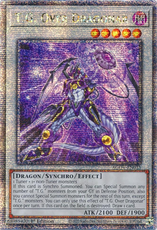 1st Edition, Age of Overlord, Dark, Dragon, Quarter Century Secret Rare, Synchro/Effect Monster T.G. Over Dragonar (Quarter Century Secret Rare) [AGOV-EN035] Quarter Century Secret Rare - Trading Card World