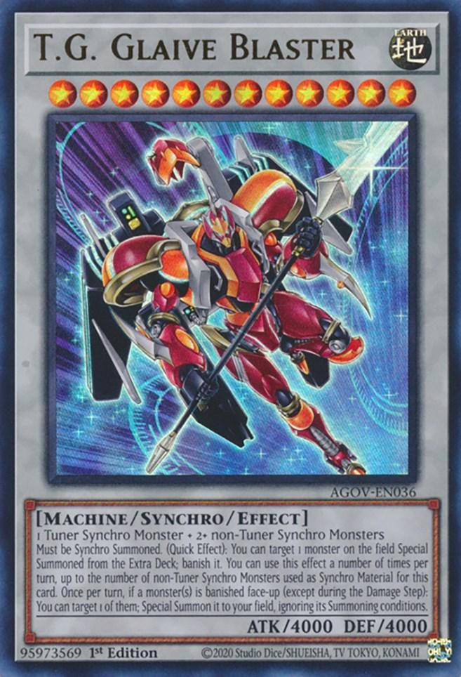 1st Edition, Age of Overlord, Earth, Machine, Synchro/Effect Monster, Ultra Rare T.G. Glaive Blaster [AGOV-EN036] Ultra Rare - Trading Card World