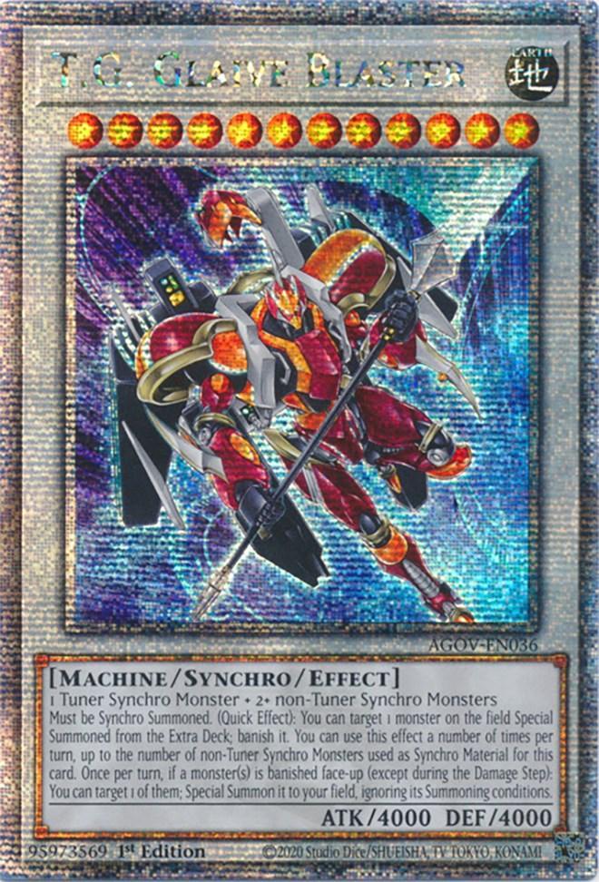 1st Edition, Age of Overlord, Earth, Machine, Quarter Century Secret Rare, Synchro/Effect Monster T.G. Glaive Blaster (Quarter Century Secret Rare) [AGOV-EN036] Quarter Century Secret Rare - Trading Card World