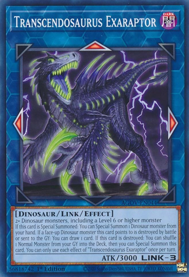 1st Edition, Age of Overlord, Common, Dark, Dinosaur, Link/Effect Monster Transcendosaurus Exaraptor [AGOV-EN044] Common - Trading Card World