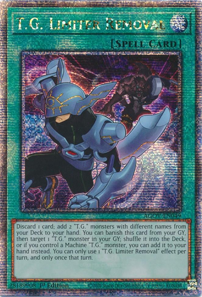 1st Edition, Age of Overlord, Normal Spell, Quarter Century Secret Rare, Spell T.G. Limiter Removal (Quarter Century Secret Rare) [AGOV-EN049] Quarter Century Secret Rare - Trading Card World