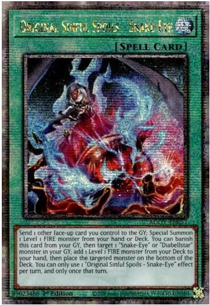 1st Edition, Age of Overlord, Normal Spell, Quarter Century Secret Rare, Spell Original Sinful Spoils - Snake-Eye (Quarter Century Secret Rare) [AGOV-EN057] Quarter Century Secret Rare - Trading Card World
