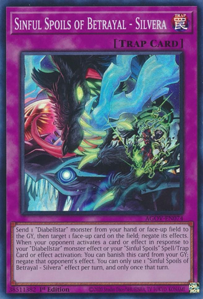 1st Edition, Age of Overlord, Normal Trap, Super Rare, Trap Sinful Spoils of Betrayal - Silvera [AGOV-EN074] Super Rare - Trading Card World