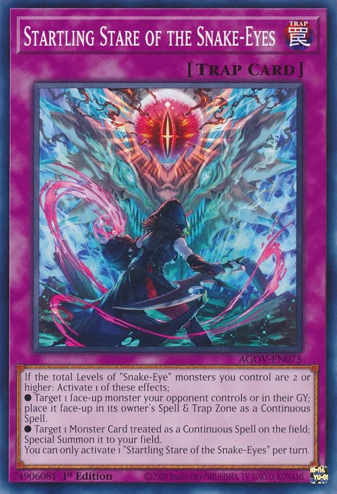 1st Edition, Age of Overlord, Common, Normal Trap, Trap Startling Stare of the Snake-Eyes [AGOV-EN075] Common - Trading Card World