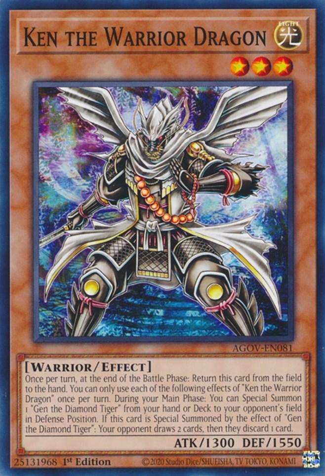1st Edition, Age of Overlord, Common, Effect Monster, Light, Warrior Ken the Warrior Dragon [AGOV-EN081] Common - Trading Card World