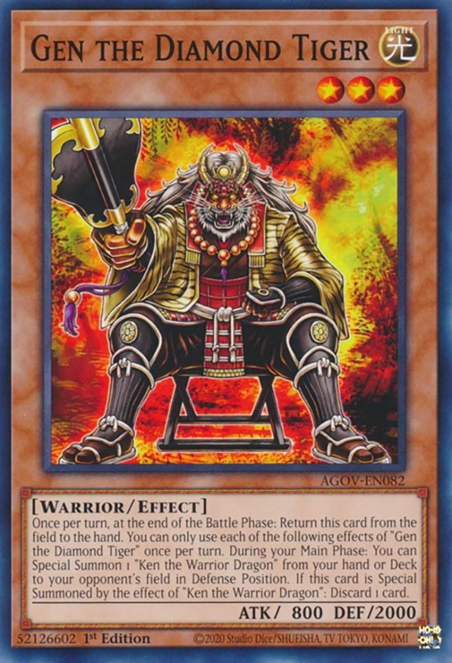 1st Edition, Age of Overlord, Common, Effect Monster, Light, Warrior Gen the Diamond Tiger [AGOV-EN082] Common - Trading Card World