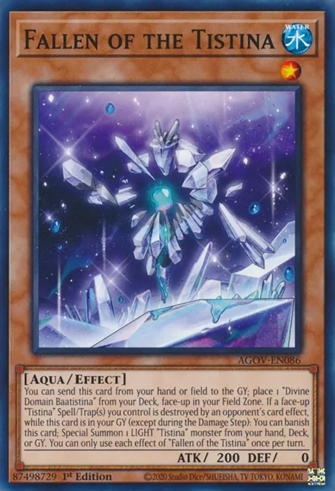 1st Edition, Age of Overlord, Aqua, Common, Effect Monster, Water Fallen of the Tistina [AGOV-EN086] Common - Trading Card World