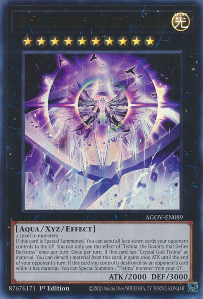 1st Edition, Age of Overlord, Aqua, Light, Ultra Rare, XYZ/Effect Monster Tistina, the Divinity that Defies Darkness [AGOV-EN089] Ultra Rare - Trading Card World