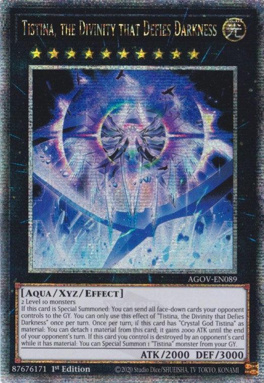 1st Edition, Age of Overlord, Aqua, Light, Quarter Century Secret Rare, XYZ/Effect Monster Tistina, the Divinity that Defies Darkness (Quarter Century Secret Rare) [AGOV-EN089] Quarter Century Secret Rare - Trading Card World