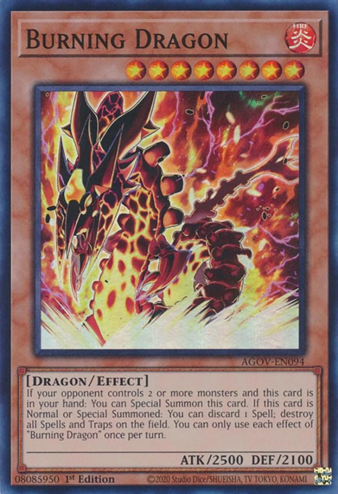 1st Edition, Age of Overlord, Dragon, Effect Monster, Fire, Super Rare Burning Dragon [AGOV-EN094] Super Rare - Trading Card World