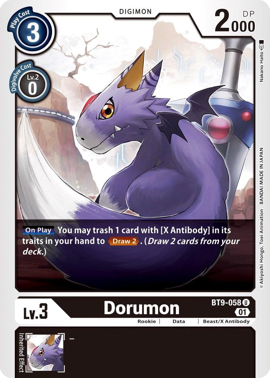 Beast/X Antibody, Black, BT9-058, Data, Digimon, Rookie, Uncommon, X Record Dorumon [BT9-058] [X Record] - Trading Card World