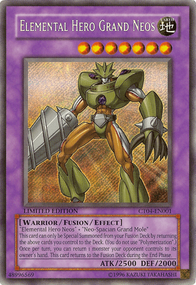 2007 Collectors Tin, Earth, Fusion/Effect Monster, Limited, Secret Rare, Warrior Elemental Hero Grand Neos [CT04-EN001] Secret Rare - Trading Card World