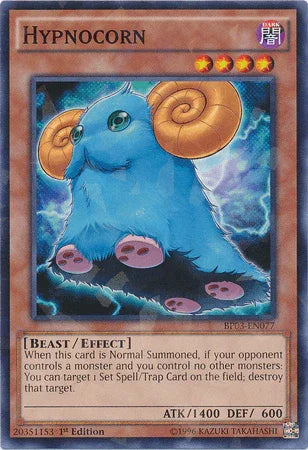1st Edition, Battle Pack 3: Monster League, Beast, Dark, Effect Monster, Shatterfoil Rare Hypnocorn [BP03-EN077] Shatterfoil Rare - Trading Card World