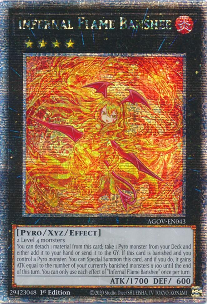 1st Edition, Age of Overlord, Fire, Pyro, Quarter Century Secret Rare, Xyz/Effect Monster Infernal Flame Banshee (Quarter Century Secret Rare) [AGOV-EN043] Quarter Century Secret Rare - Trading Card World