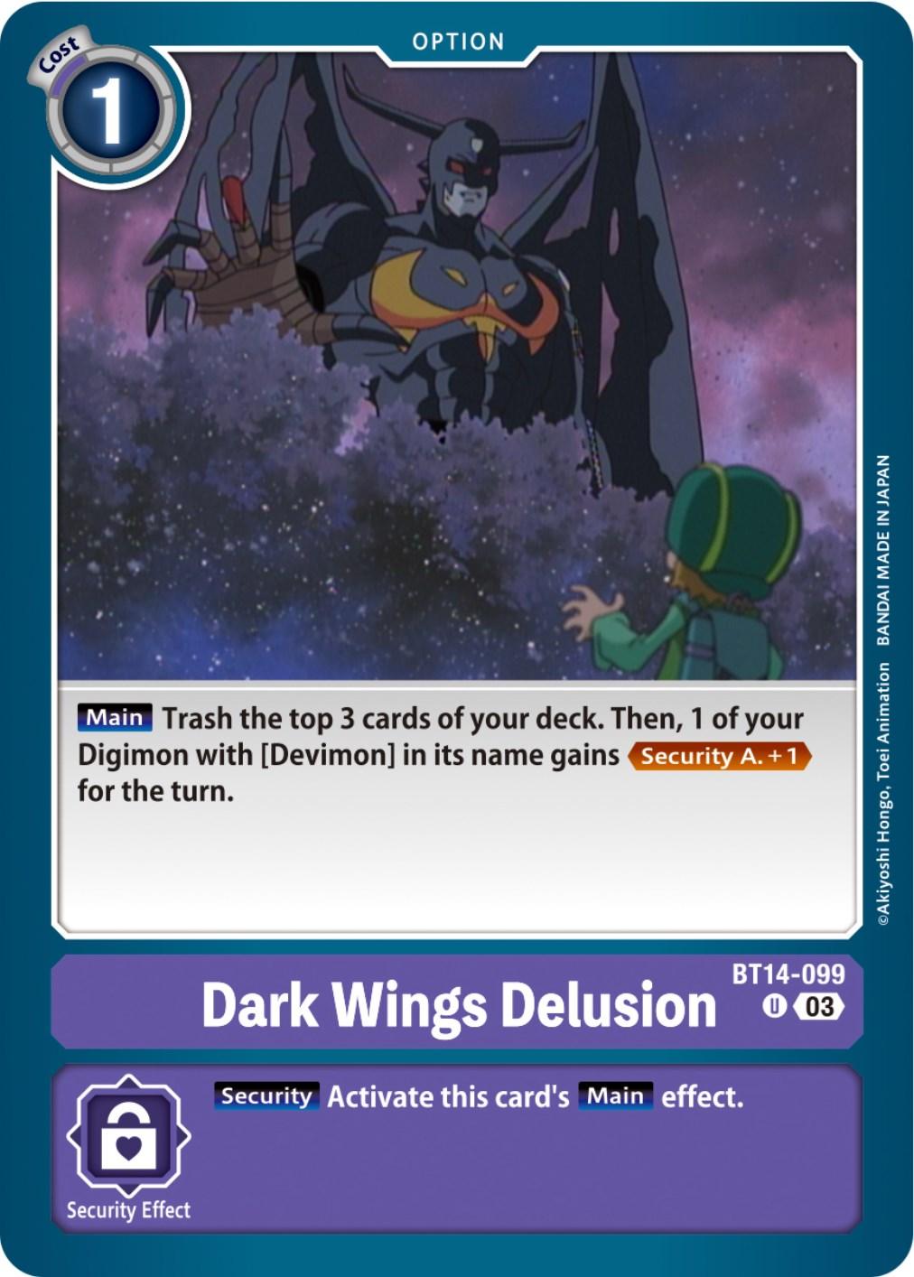 Blast Ace, BT14-099, Option, Purple, Uncommon Dark Wings Delusion [BT14-099] [Blast Ace] - Trading Card World
