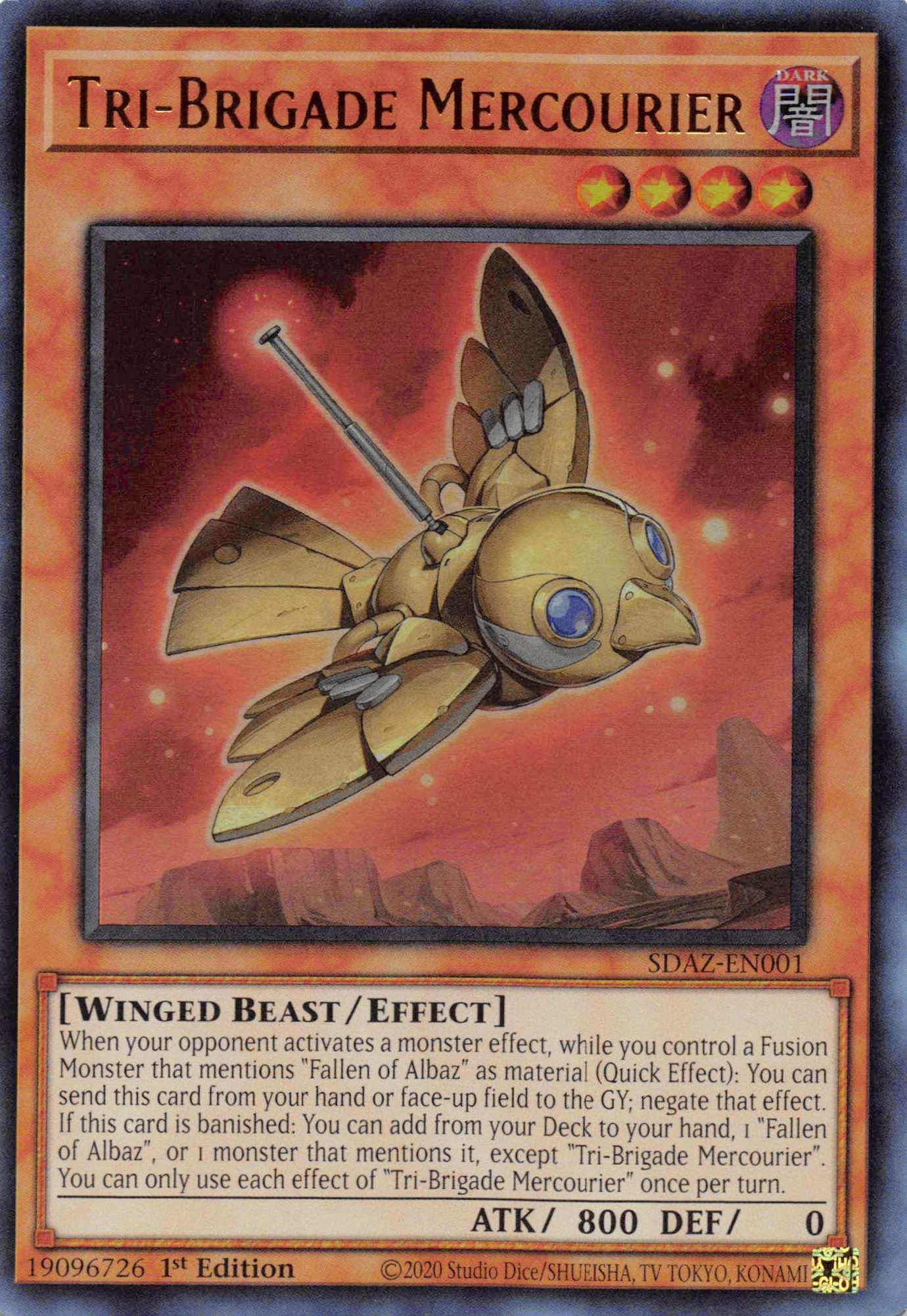 1st Edition, Dark, Effect Monster, Structure Deck: Albaz Strike, Ultra Rare, Winged Beast Tri-Brigade Mercourier [SDAZ-EN001] Ultra Rare - Trading Card World