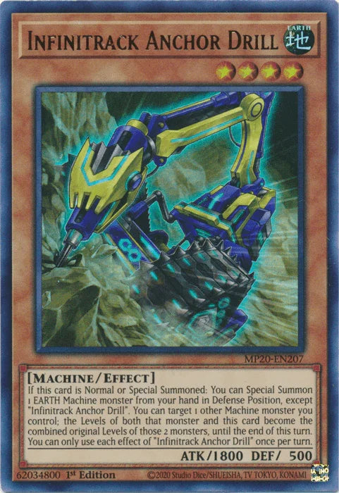1st Edition, 2020 Tin of Lost Memories, Earth, Effect Monster, Machine, Ultra Rare Infinitrack Anchor Drill [MP20-EN207] Ultra Rare - Trading Card World