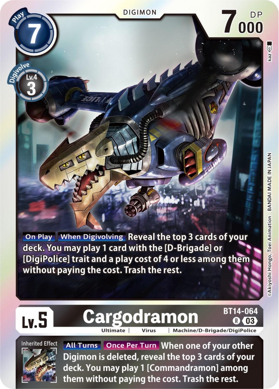 Black, Blast Ace, BT14-064, Digimon, Machine/D-Brigade/DigiPolice, Rare, Ultimate, Virus Cargodramon [BT14-064] [Blast Ace] - Trading Card World