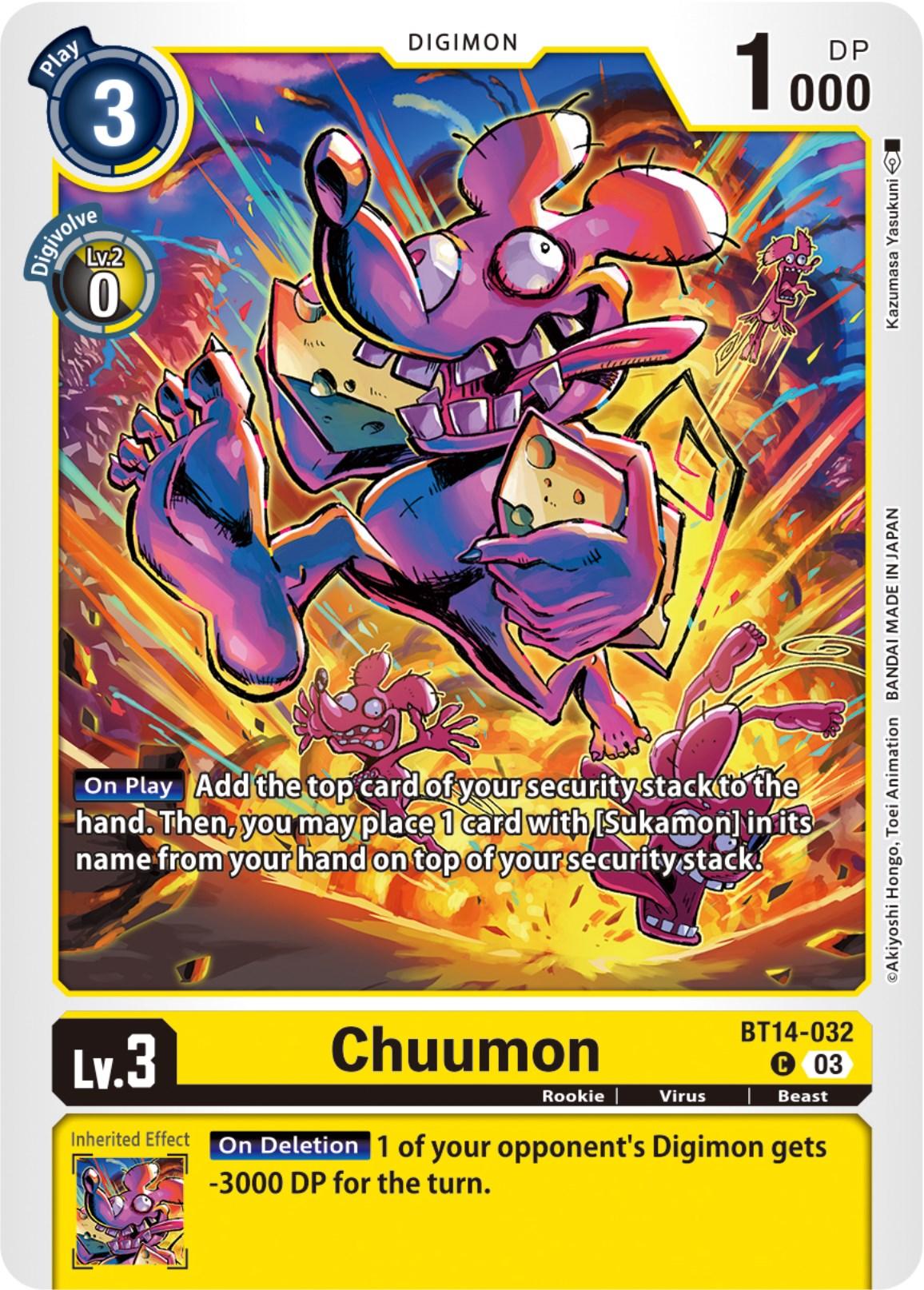 Beast, Blast Ace, BT14-032, Common, Digimon, Rookie, Virus, Yellow Chuumon [BT14-032] [Blast Ace] - Trading Card World