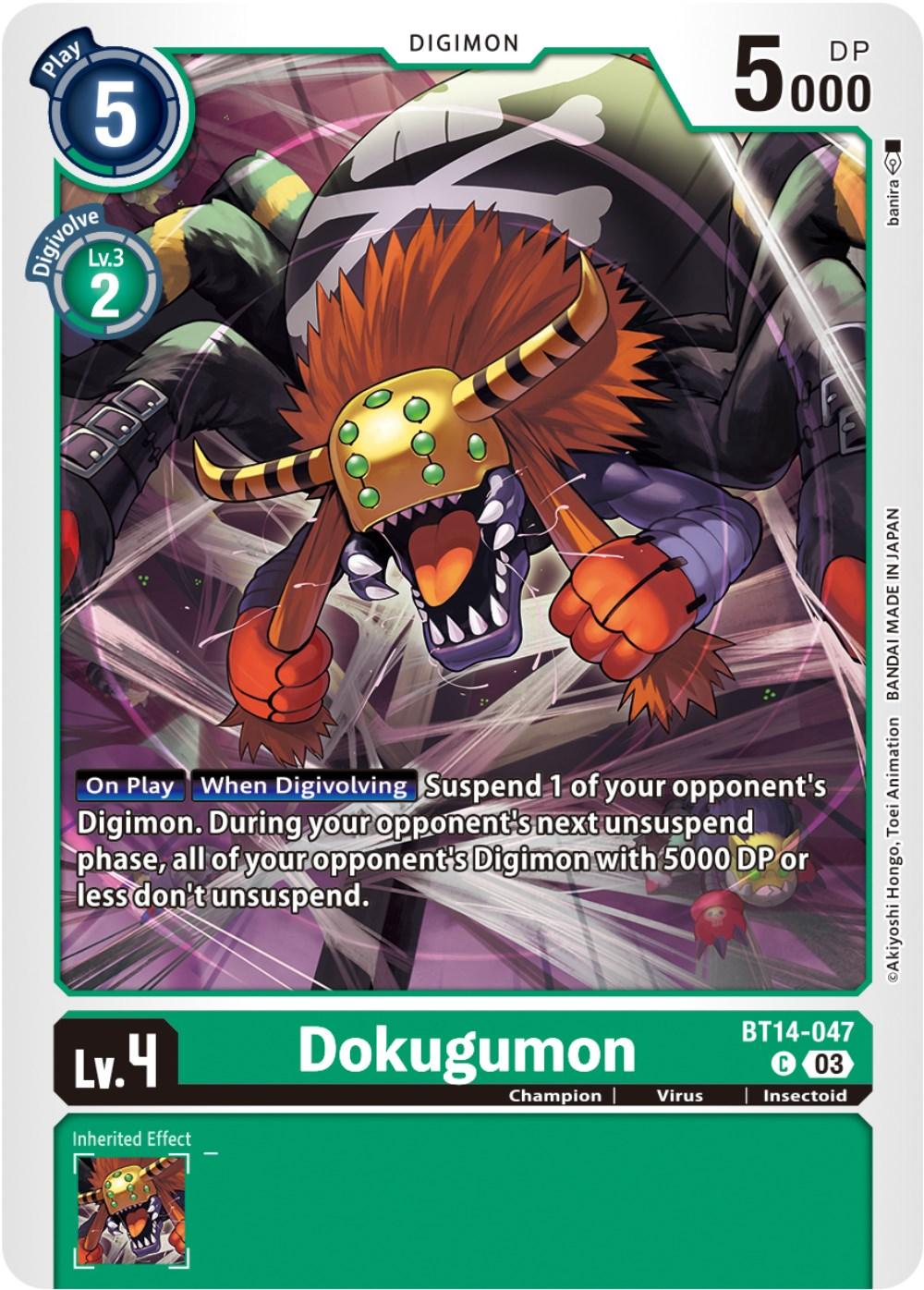 Blast Ace, BT14-047, Champion, Common, Digimon, Green, Insectoid, Virus Dokugumon [BT14-047] [Blast Ace] - Trading Card World