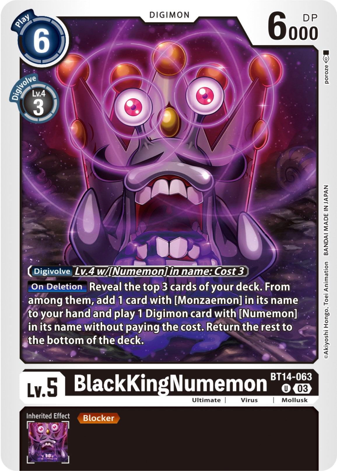 Black, Blast Ace, BT14-063, Digimon, Mollusk, Ultimate, Uncommon, Virus BlackKingNumemon [BT14-063] [Blast Ace] - Trading Card World