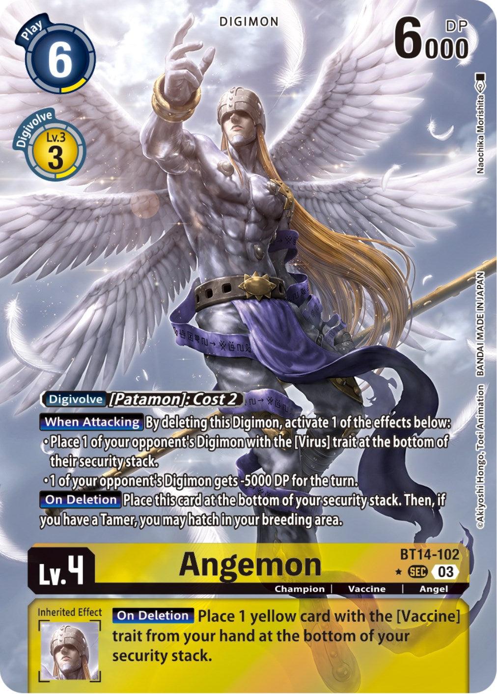 Angel, Blast Ace, BT14-102, Champion, Digimon, Secret Rare, Vaccine, Yellow Angemon [BT14-102] (Alternate Art) [Blast Ace] - Trading Card World