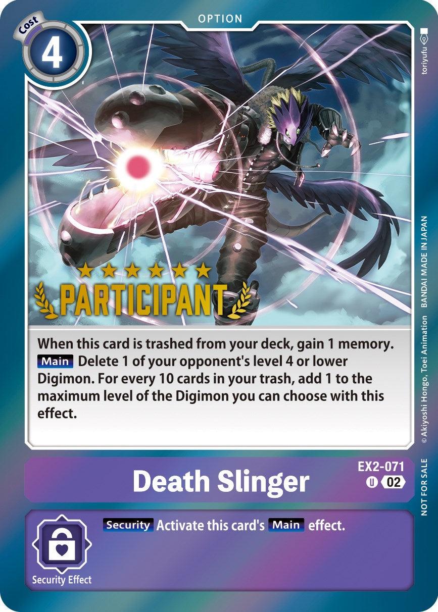 Digital Hazard, EX2-071, Option, Purple, Uncommon Death Slinger [EX2-071] (Digimon 3-On-3 November 2023 Participation) [Digital Hazard] - Trading Card World