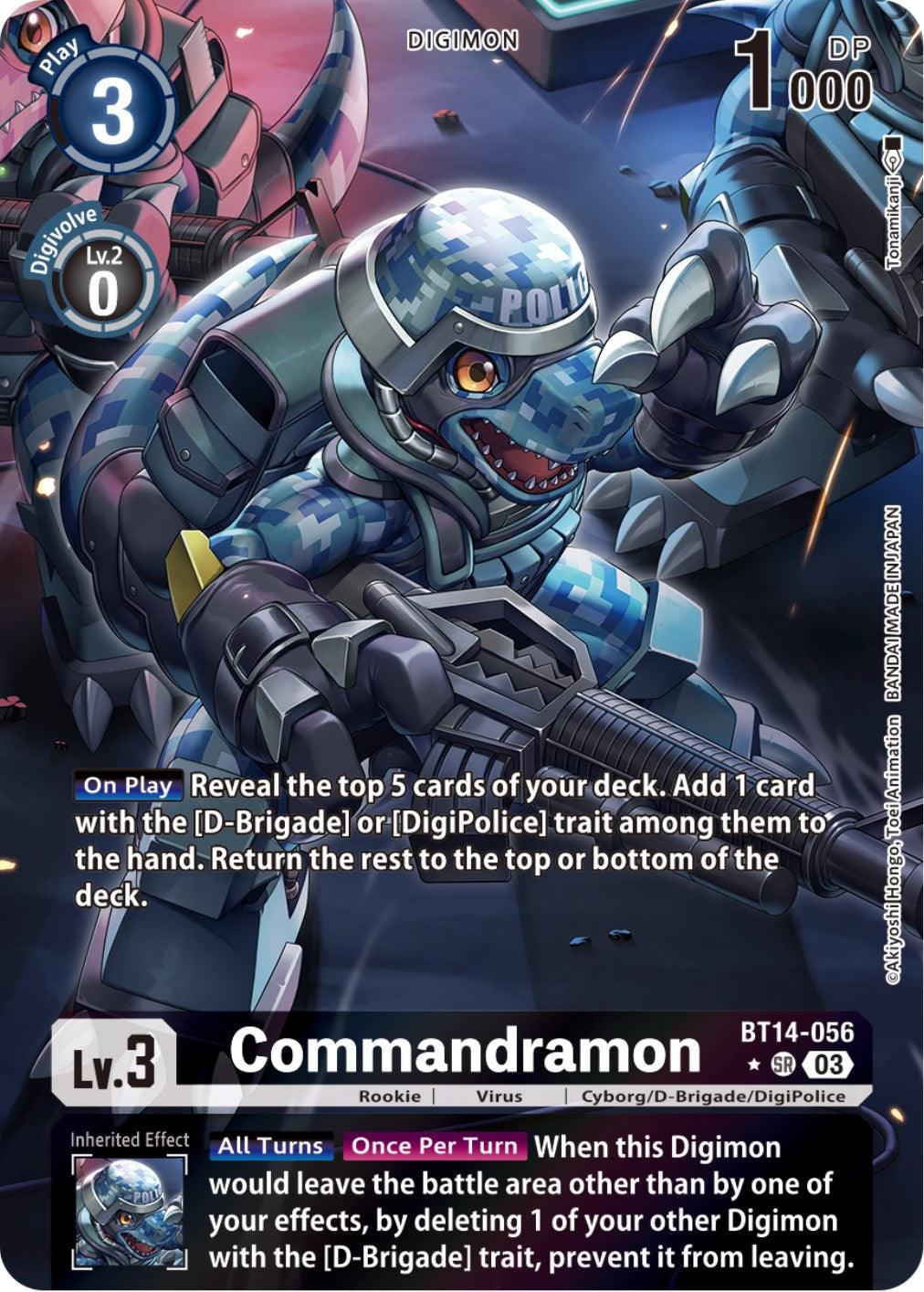 Black, Blast Ace, BT14-056, Cyborg/D-Brigade/DigiPolice, Digimon, Rookie, Super Rare, Virus Commandramon [BT14-056] (Alternate Art) [Blast Ace] - Trading Card World