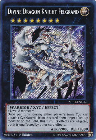1st Edition, 2014 Mega-Tins Mega Pack, Light, Secret Rare, Warrior, Xyz/Effect Monster Divine Dragon Knight Felgrand [MP14-EN166] Secret Rare - Trading Card World