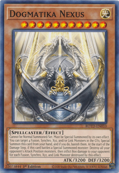 1st Edition, Common, Effect Monster, Light, Rise of the Duelist, Spellcaster Dogmatika Nexus [ROTD-EN010] Common - Trading Card World