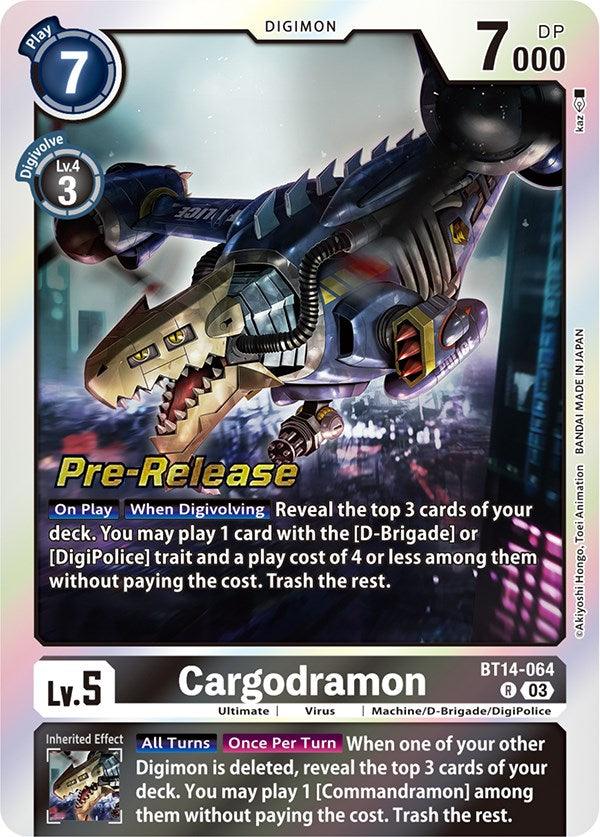 Black, Blast Ace Pre-Release Cards, BT14-064, Digimon, Machine/D-Brigade/DigiPolice, Rare, Ultimate, Virus Cargodramon [BT14-064] [Blast Ace Pre-Release Cards] - Trading Card World