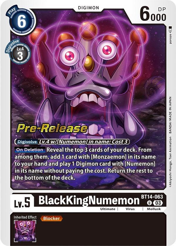 Black, Blast Ace Pre-Release Cards, BT14-063, Digimon, Mollusk, Ultimate, Uncommon, Virus BlackKingNumemon [BT14-063] [Blast Ace Pre-Release Cards] - Trading Card World