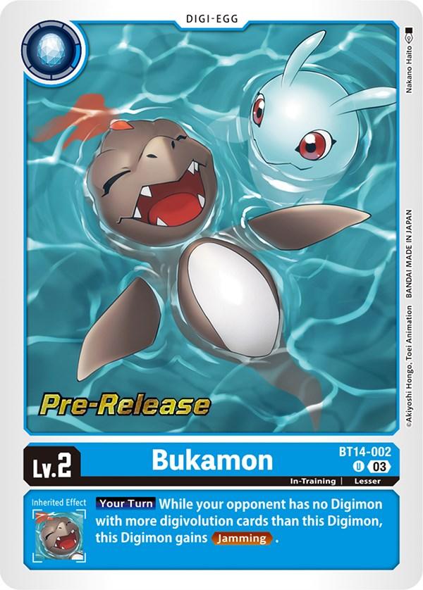 Blast Ace Pre-Release Cards, Blue, BT14-002, Digi-Egg, In-Training, Lesser, Uncommon Bukamon [BT14-002] [Blast Ace Pre-Release Cards] - Trading Card World