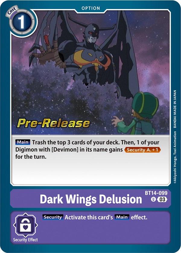 Blast Ace Pre-Release Cards, BT14-099, Option, Purple, Uncommon Dark Wings Delusion [BT14-099] [Blast Ace Pre-Release Cards] - Trading Card World
