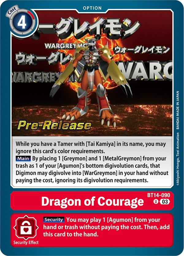 Blast Ace Pre-Release Cards, BT14-090, Option, Red, Uncommon Dragon of Courage [BT14-090] [Blast Ace Pre-Release Cards] - Trading Card World
